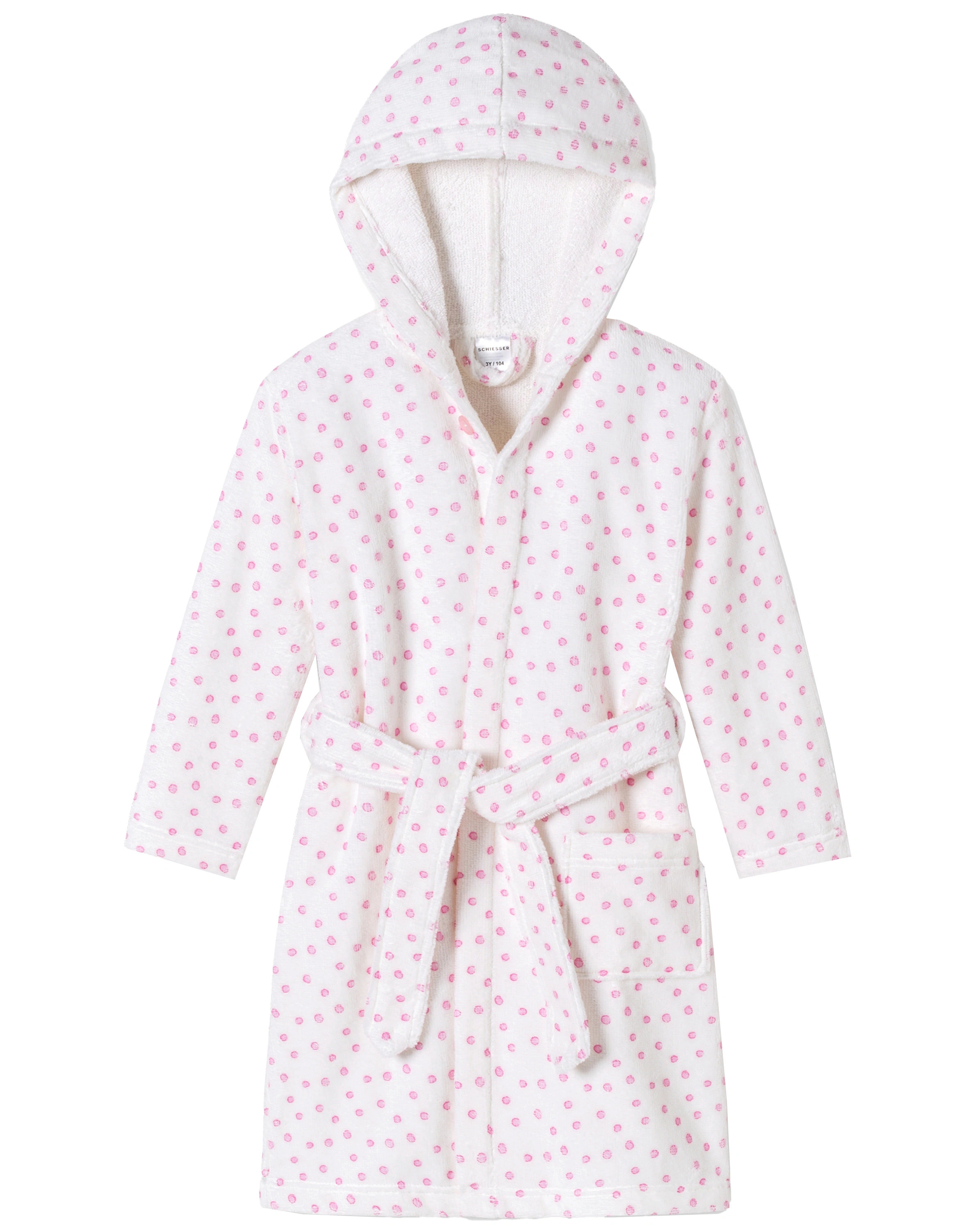Bademantel FINE DOTTY in weiß/rosa