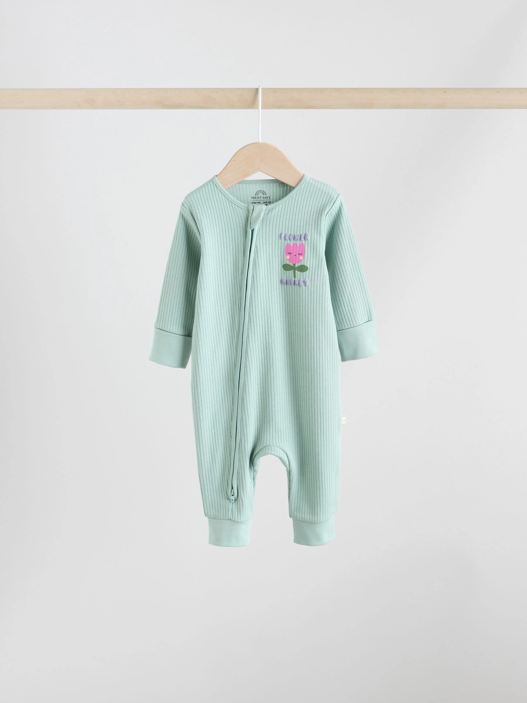 Meerkleurig met bloemenprint - Verpakking van 3 babyslaappakjes met tweewegrits (0 mnd - 3 jr)
