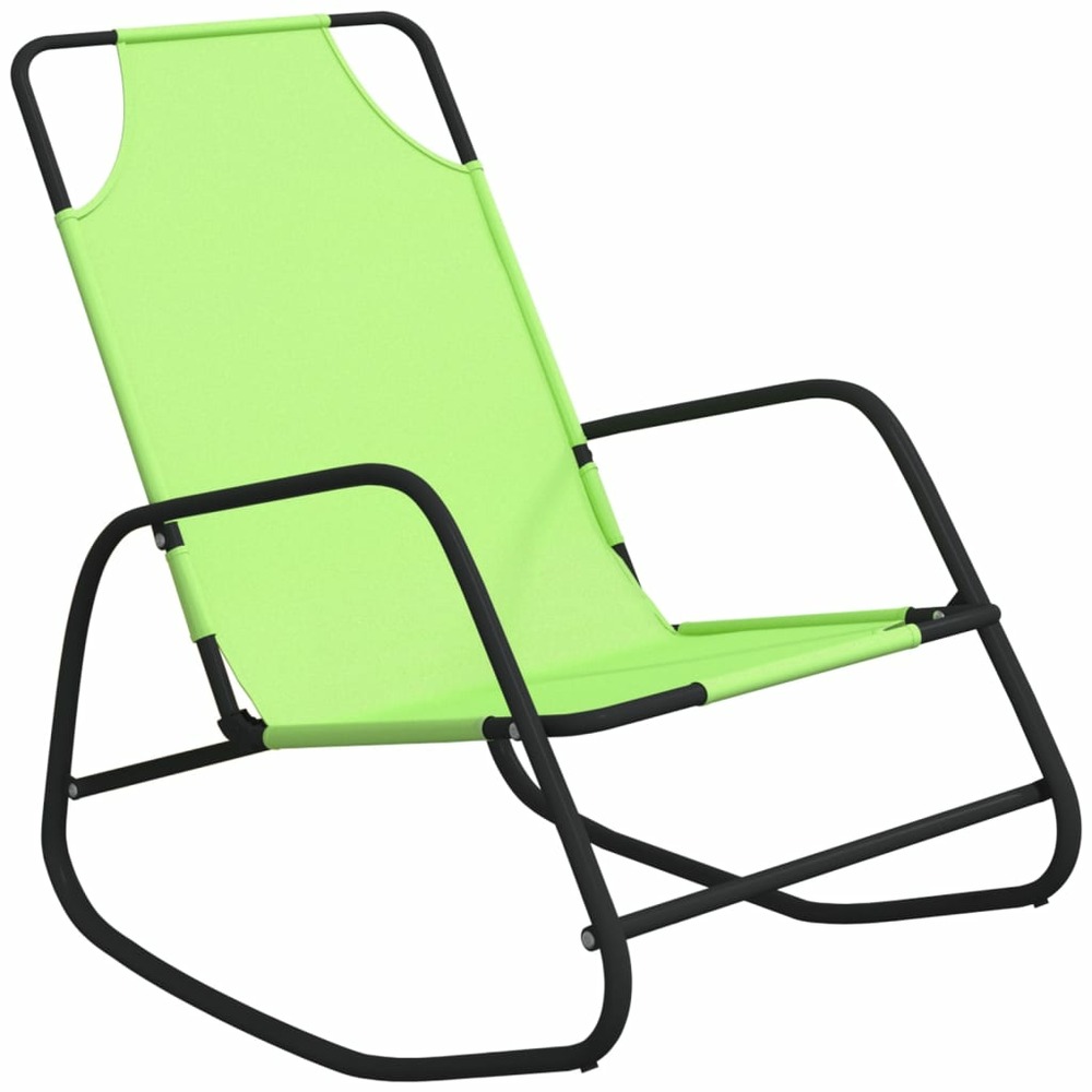 Lot de deux chaises longues à bascule vert acier et textilène