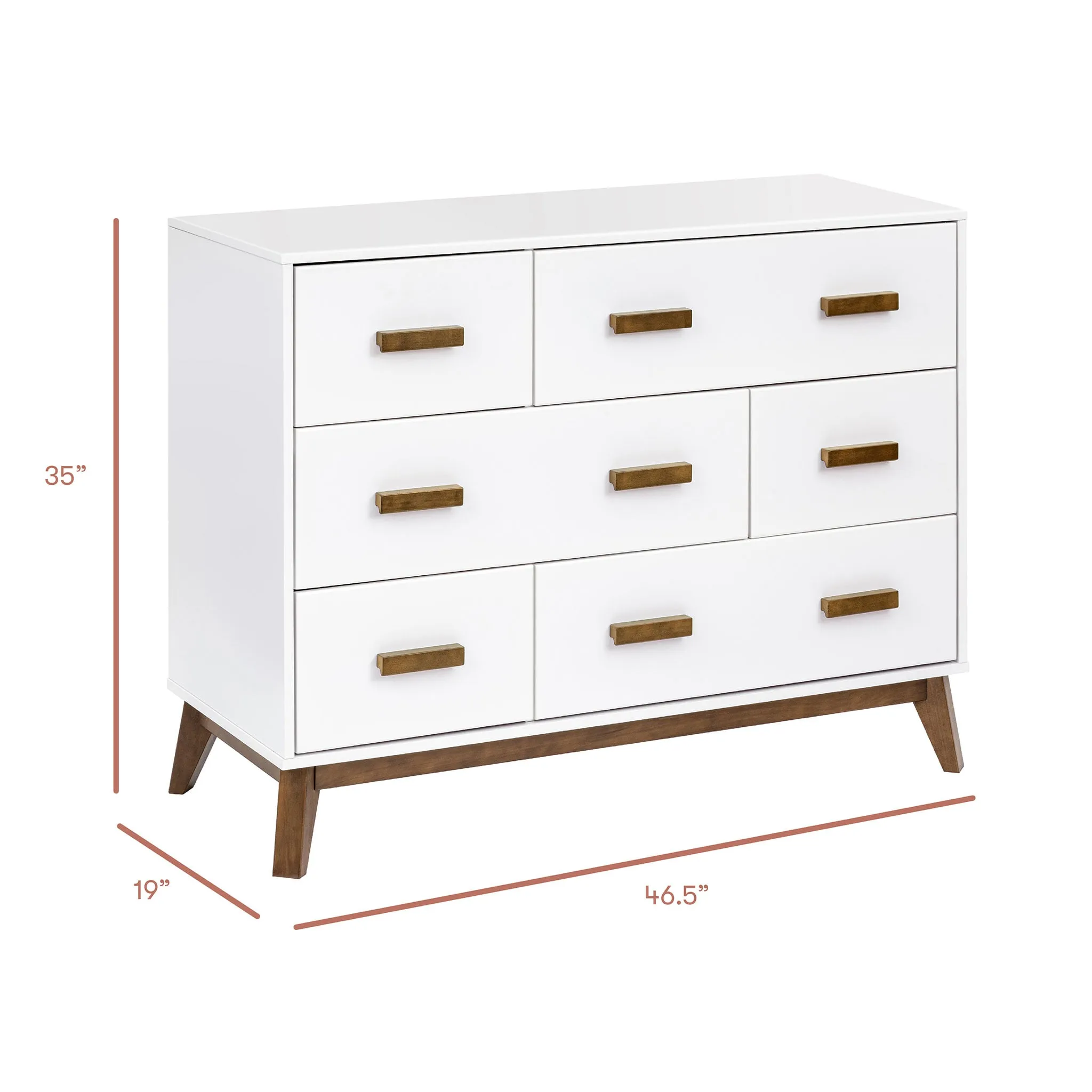 Babyletto Bureau 6 tiroirs Scoot - Blanc  Naturel Noisette