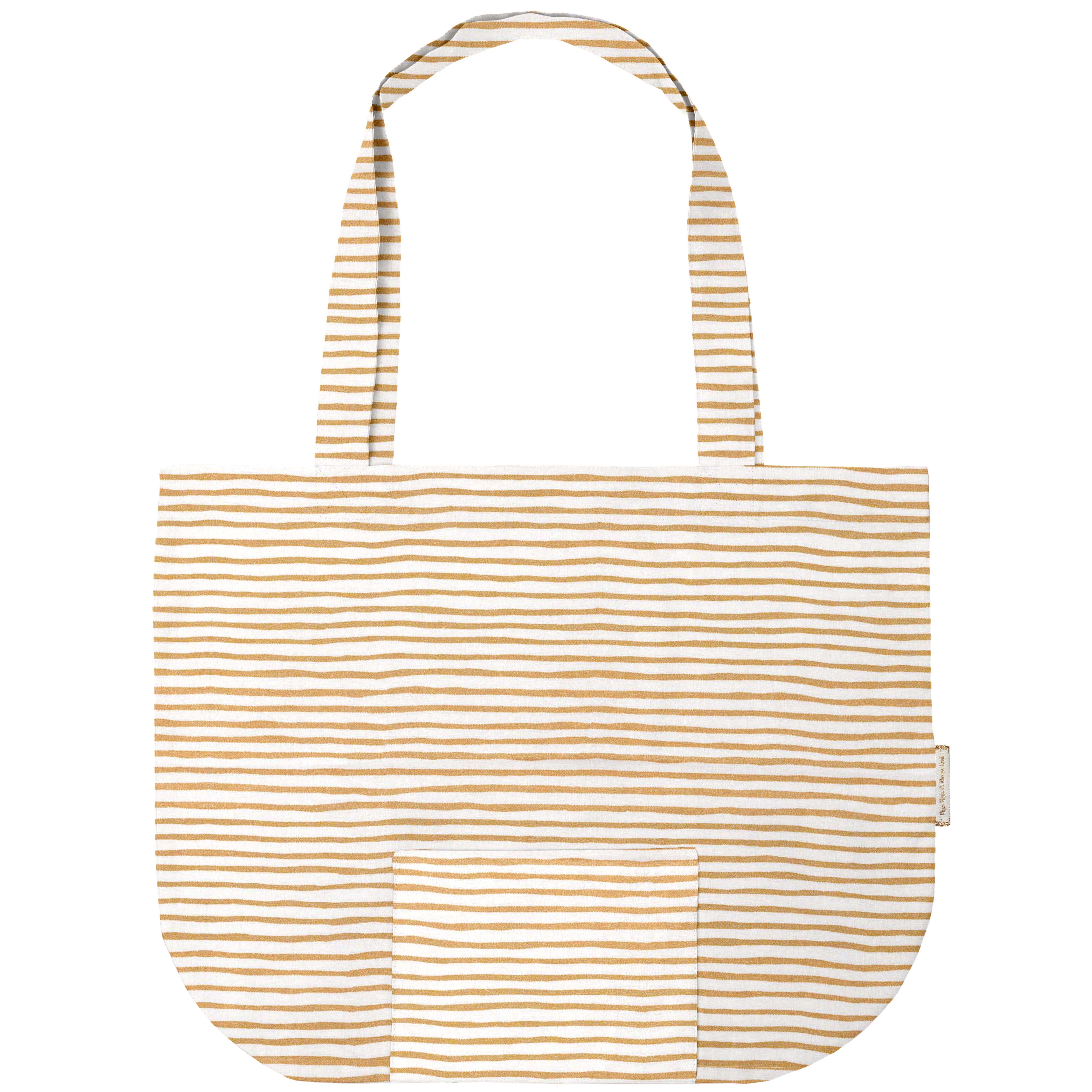 Sac Tote Bag Pliable Rayé Or Blanc