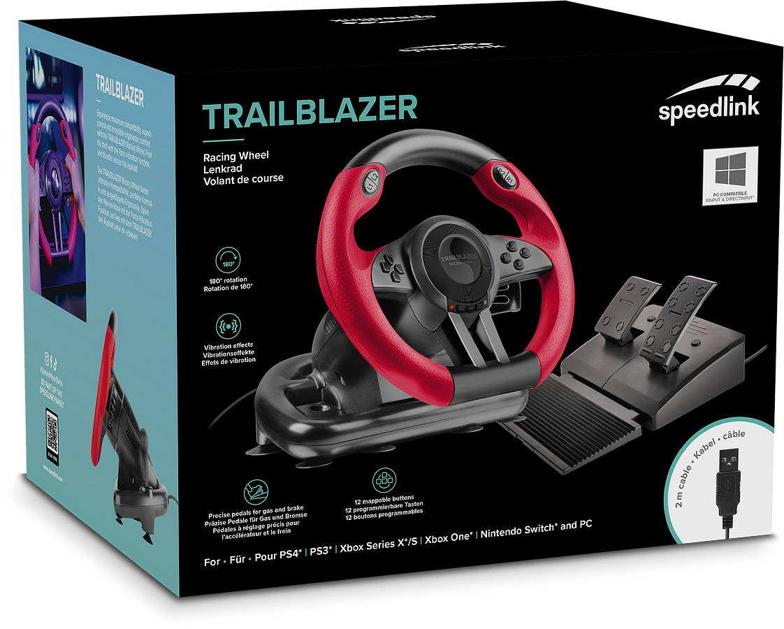 SPEEDLINK TRAILBLAZER Racing Wheel for PC/PS4/PS3/Xbox Series X/S/One/Switch/OLED, black