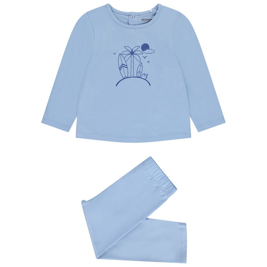 Set pyjama en jersey uni print fantaisie pour bébé garçon - Bleu