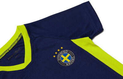 Hyperfied V-Neck Neo Logo T-Shirt, Medieval Blue