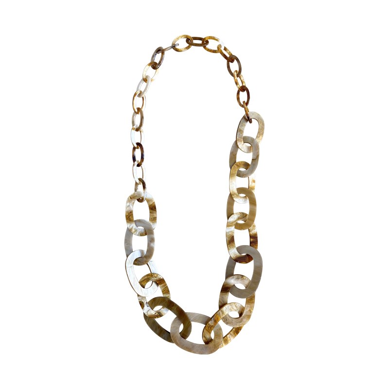 Collier long mailles beiges