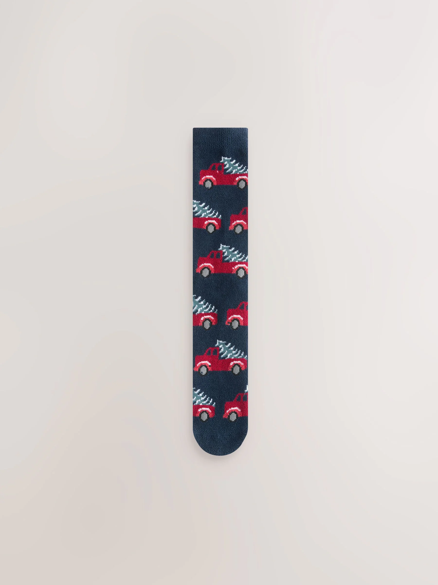 Marineblauw/rood vrachtwagen - Set van 2 paar behaaglijke Kerstmis Sokken voor het hele gezin