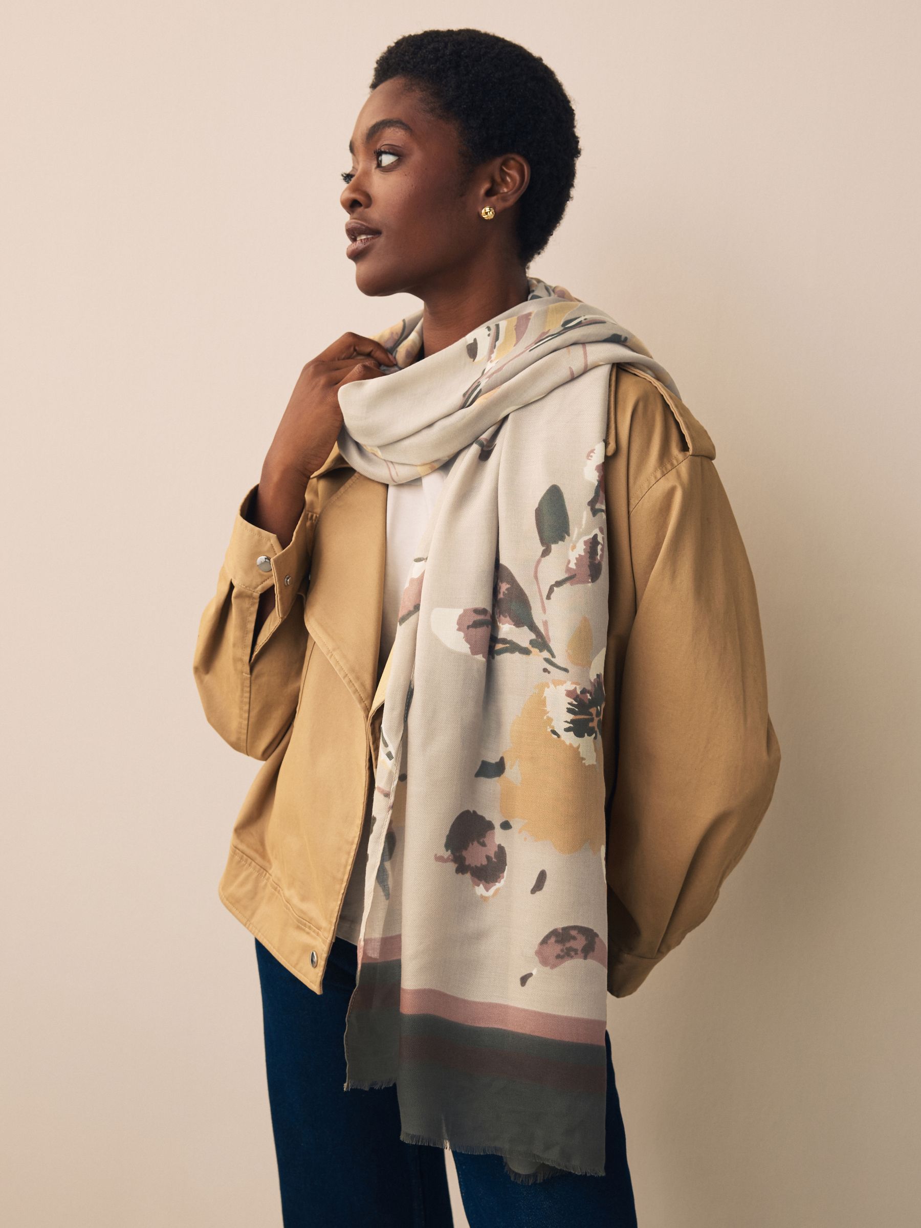 Autumnal Floral - Dunne sjaal met print