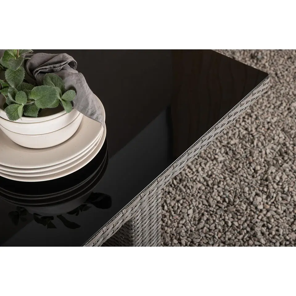 Tuintafel Grijs Wicker/Glas - 200x100x74cm - Padova