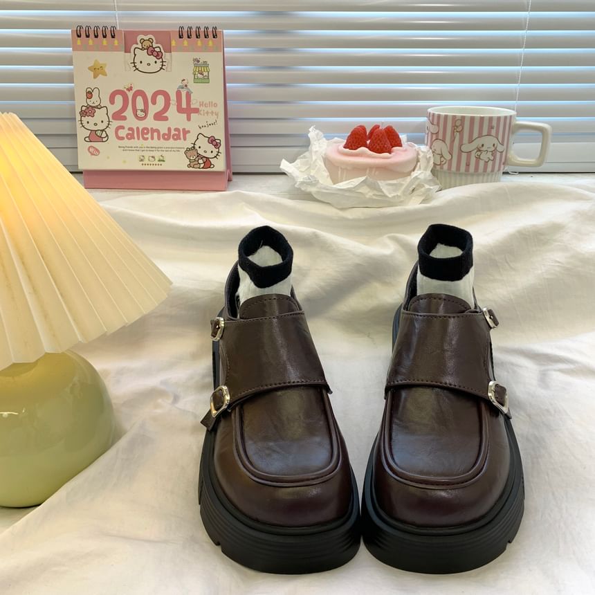 DURAC - Loafers met imitatieleren plateauzool en gespband