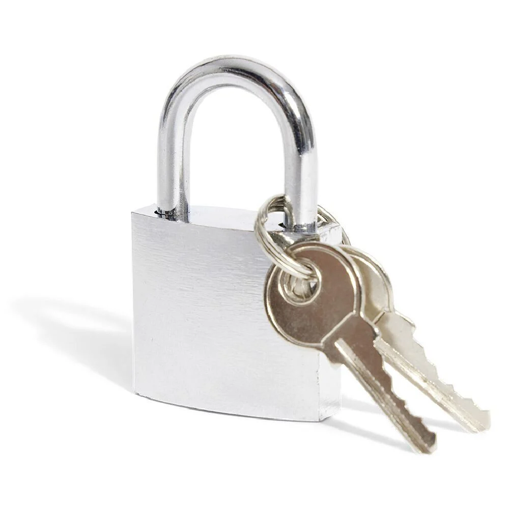 Cadenas en acier gris chromé de 32 mm - 2 clés