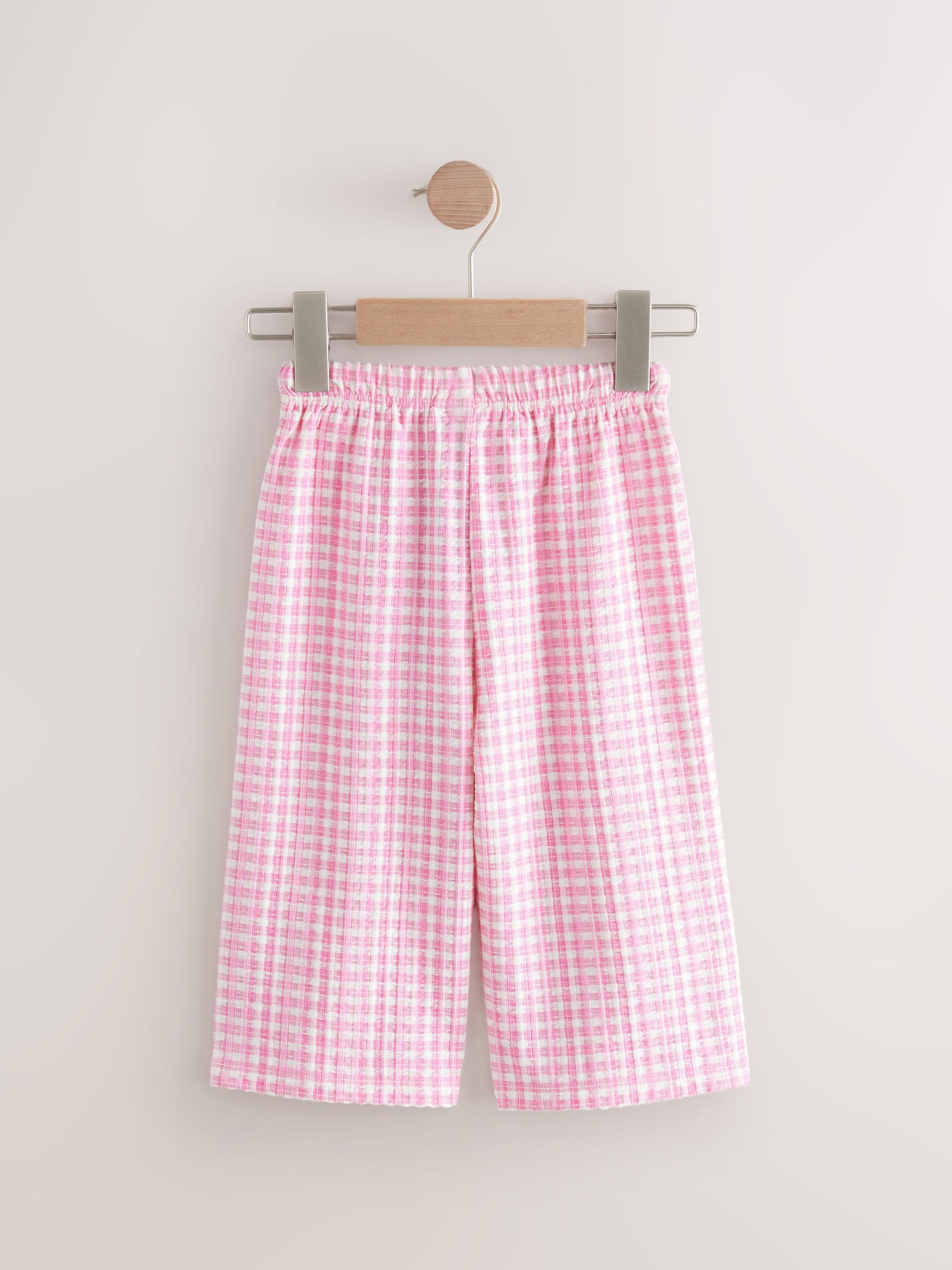 Roze gingham - Broek met wijde pijpen (3mnd -7jr)