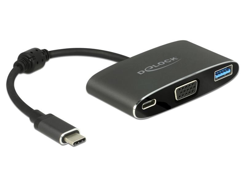 Delock Adapter USB-C - VGA, USB 3.0 Schwarz USB-C zu VGA Adapter   USB Typ-A