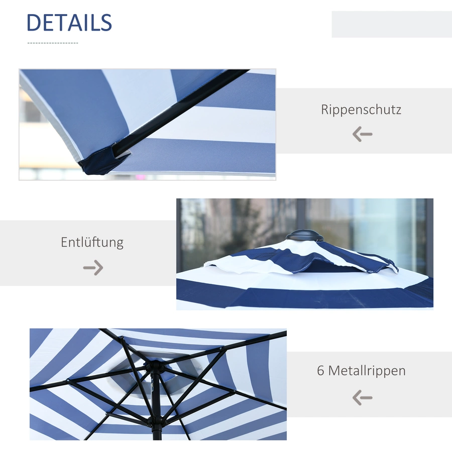 Outsunny Sonnenschirm mit verstellbarem Winkel blauweiß