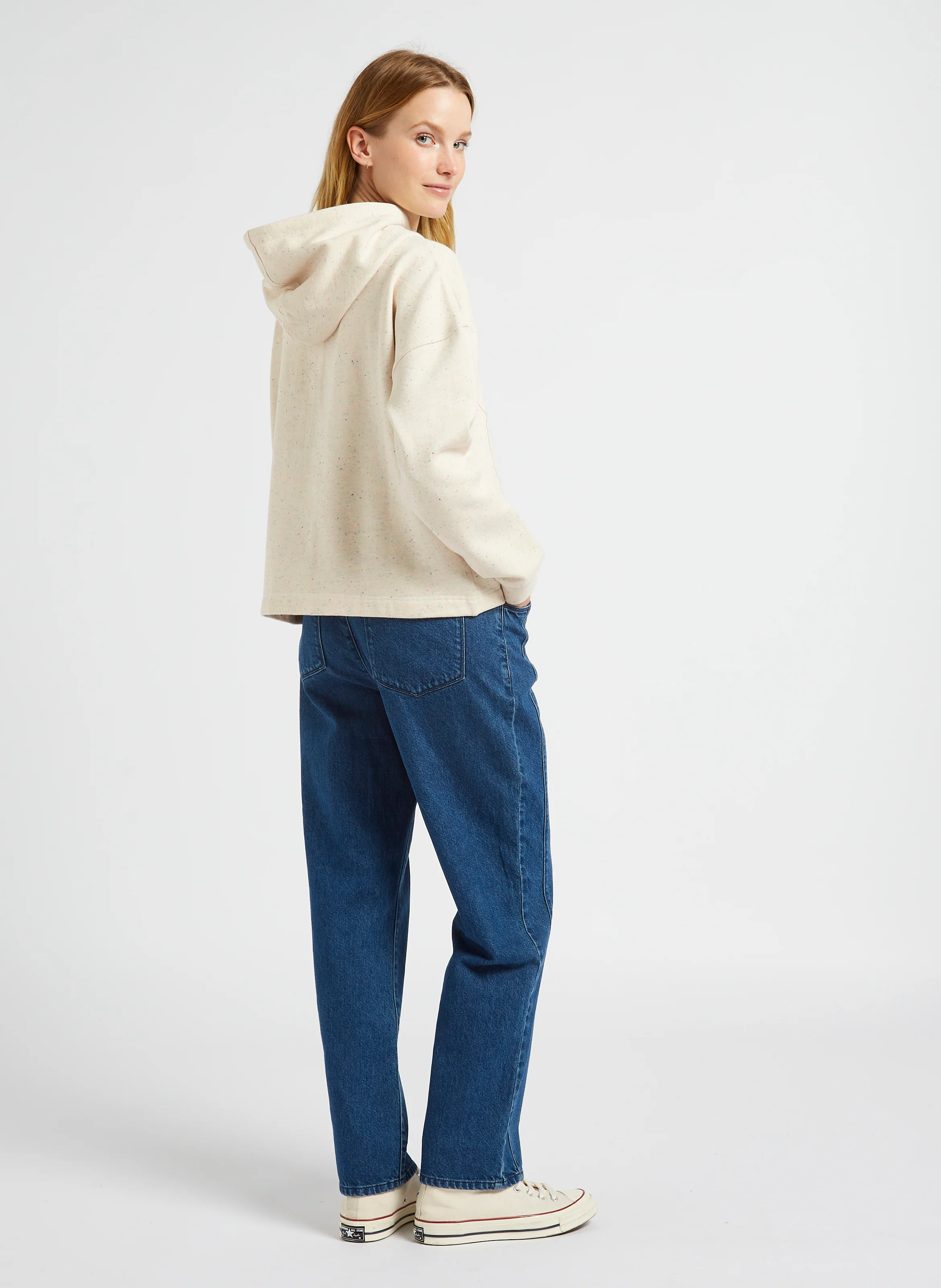 MAGIE - Sweat ample àcapuche en coton mélangé | Blanc