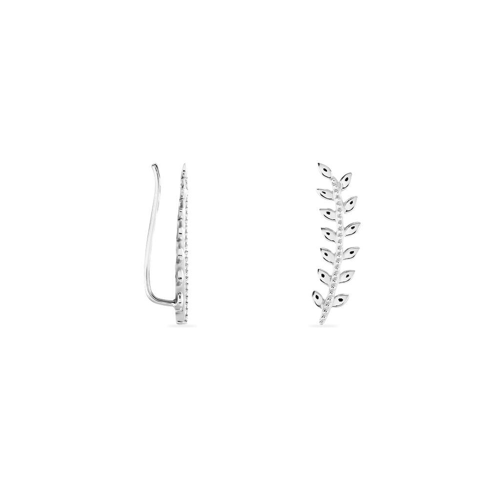 Boucles D'oreilles Grimpantes Folia Argent Blanc