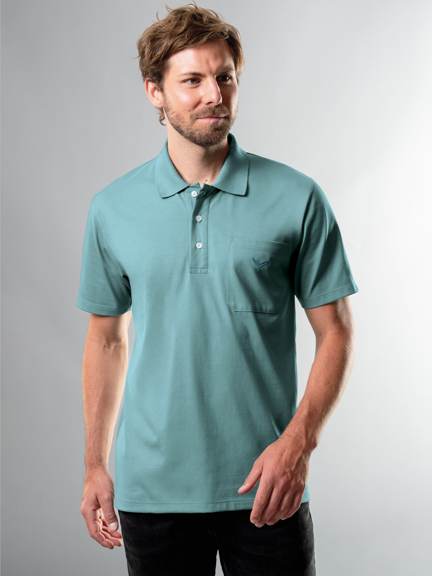 Poloshirt aus Single-Jersey Seegras
