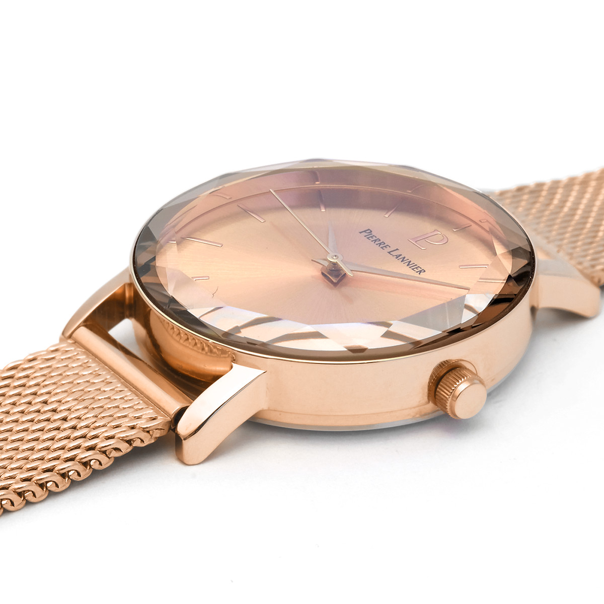 Montre Pierre Lannier femme acier doré rose milanais
