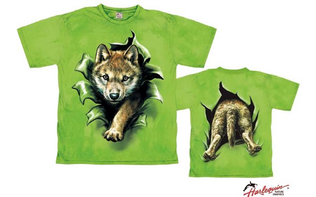 Harlequin Howling Wolf Pups Kinder T-Shirt
