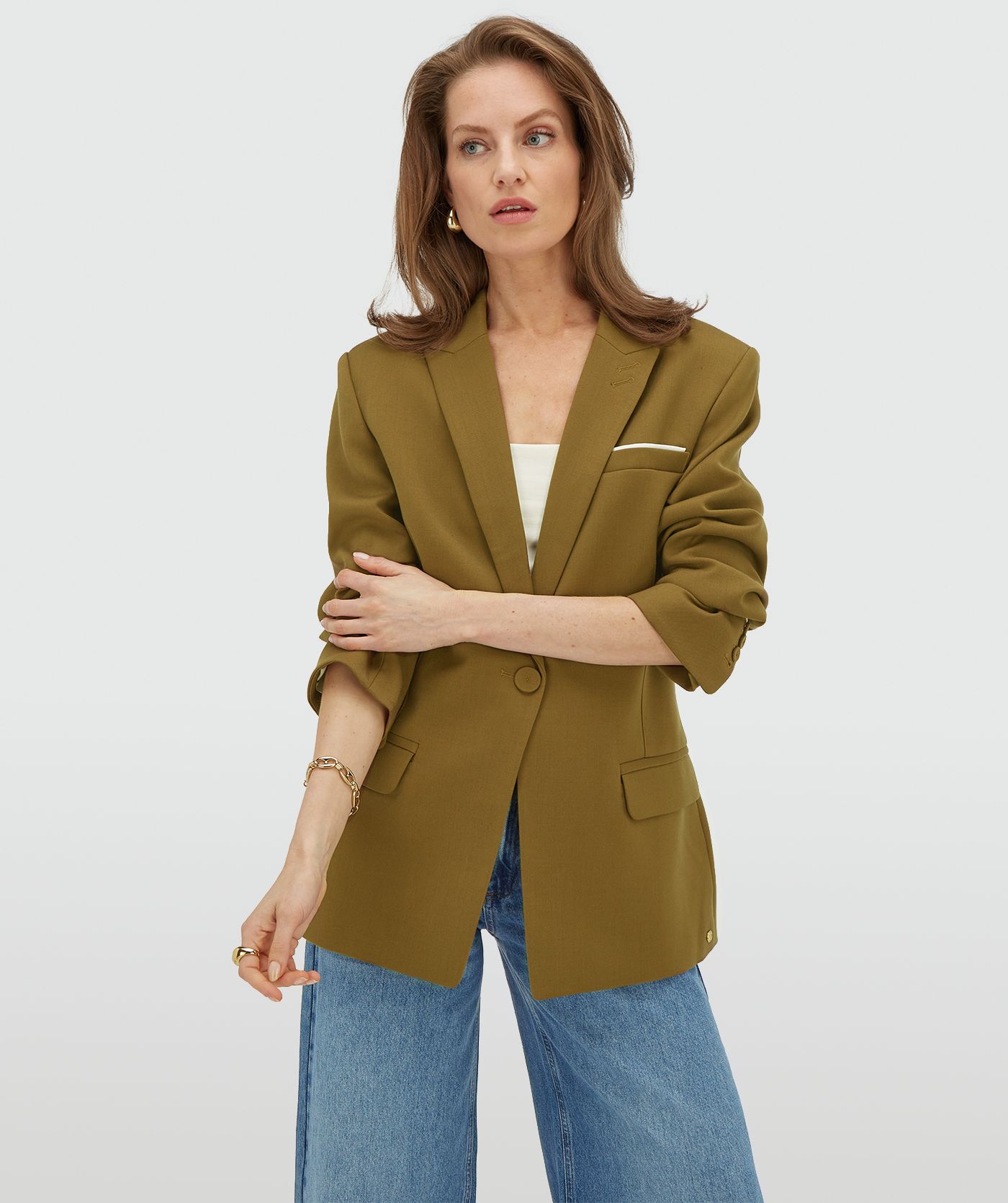 JV-KANAN getailleerde blazer - olive green