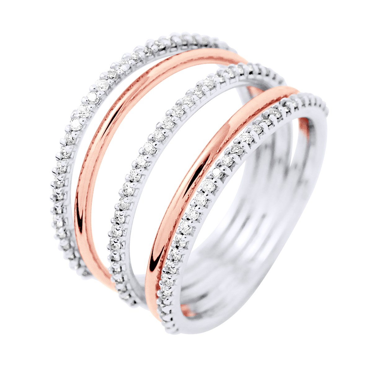 Bague Diamants 0,45 Cts Or Blanc et Rose Joaillerie