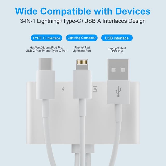 NÖRDIC USB-A, USB-C, Lightning-kortlæser 2-slot SD, MicroSD 1xUSB-A, 1xAUX, 1xLightning-opladning UHS-I