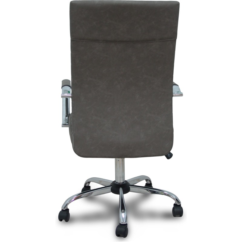Chaise de bureau Opti527 - Mécanisme d'inclinaison - simili cuir gris - piétement chromé - Accoudoirs fixes - Sans appui-tête - Roulettes en nylon 50 mm