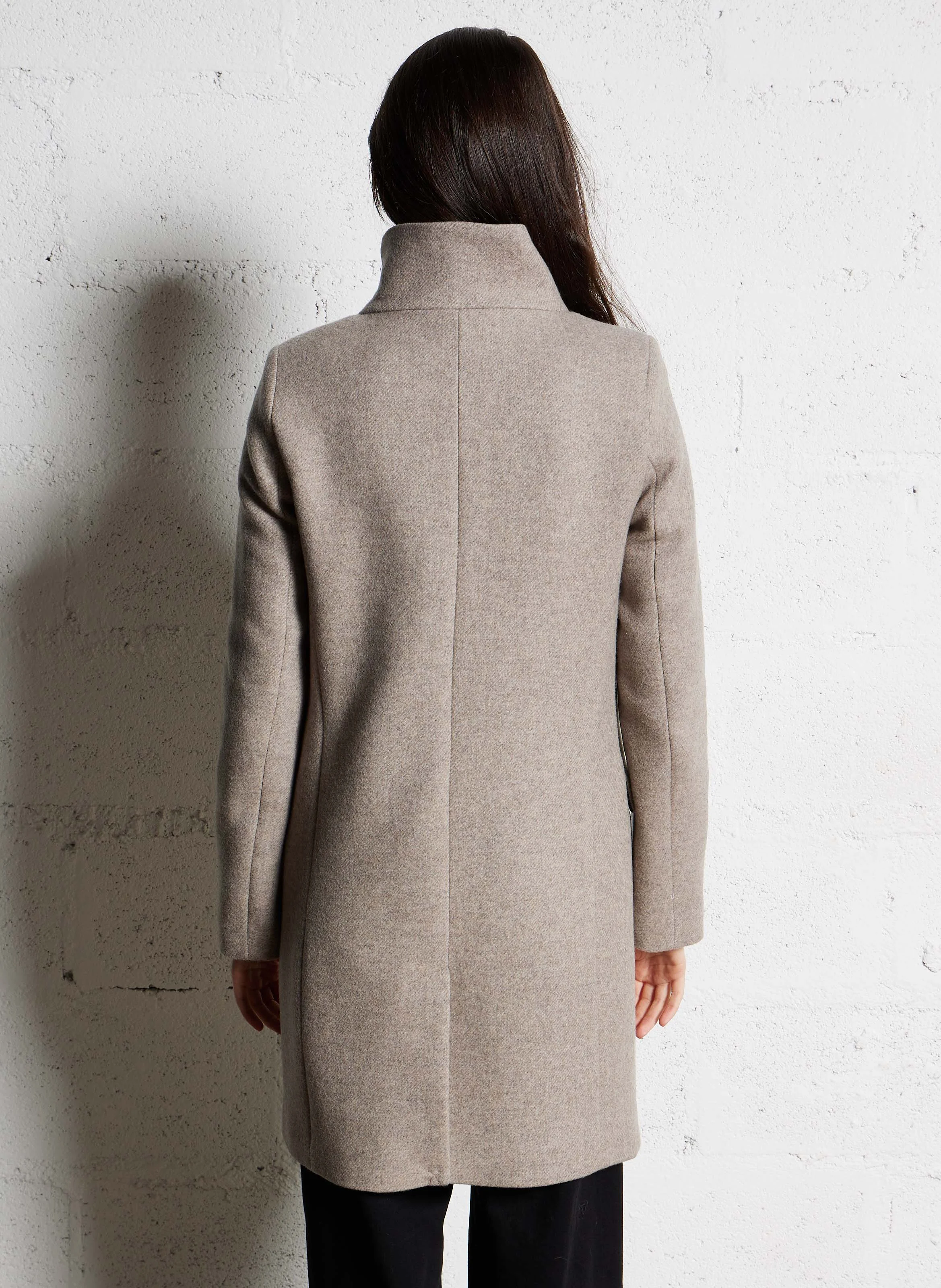 Caban à boutonnage asymétrique en laine mélangée | Beige