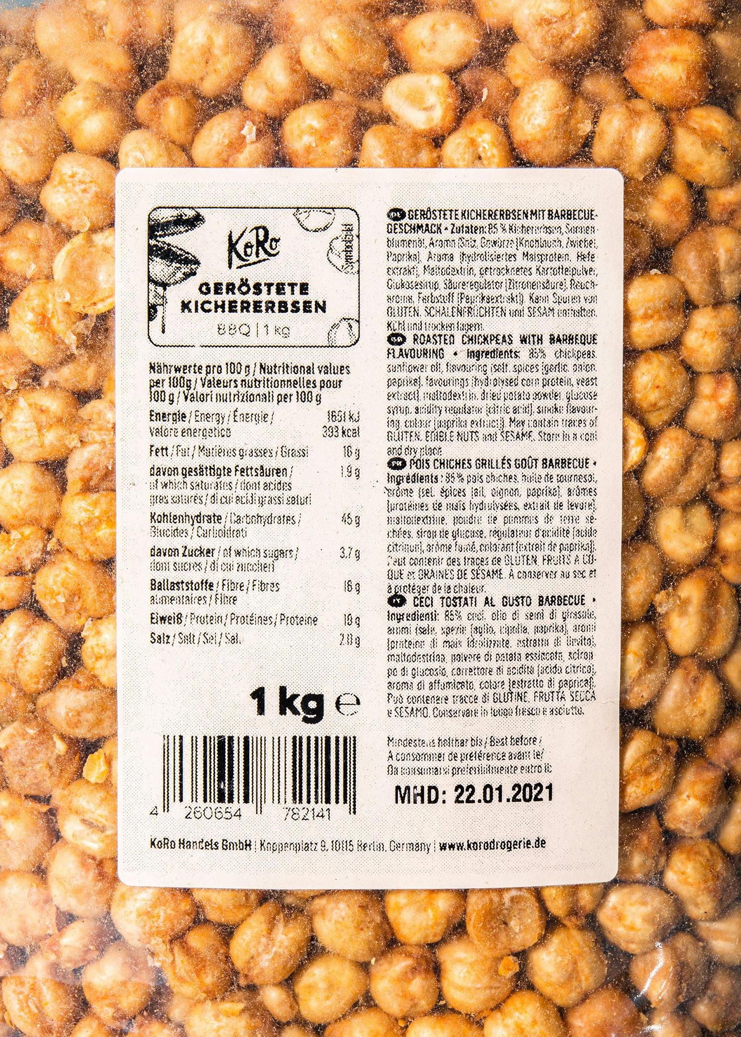 Geröstete Kichererbsen mit BBQ-Gewürz 1 kg