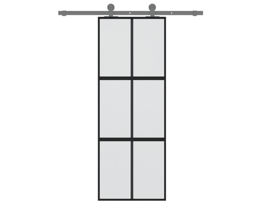VIDAXL - Porte verre Porte coulissante noir 76x205 cm verre trempé aluminium