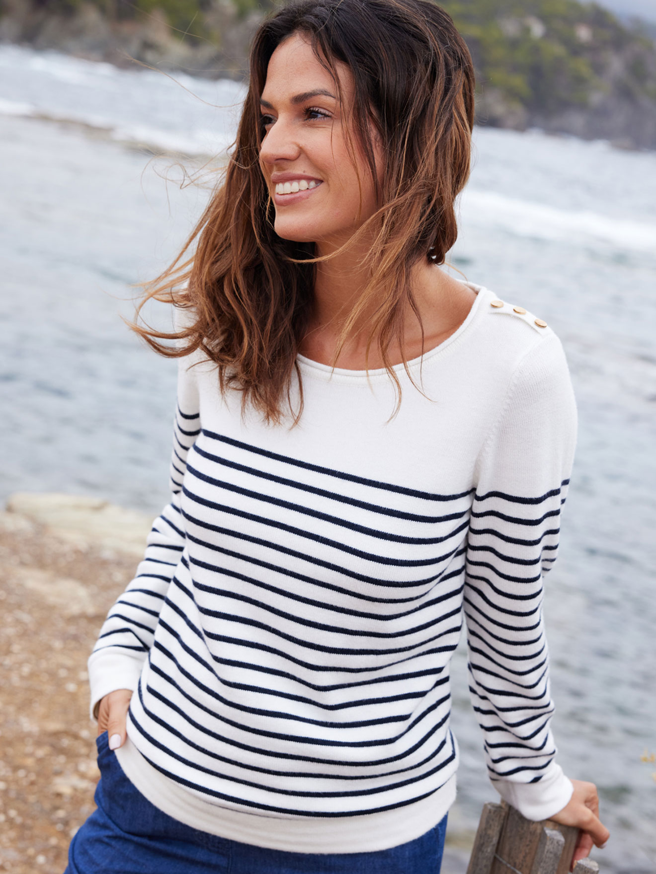 Pull marinière col rond