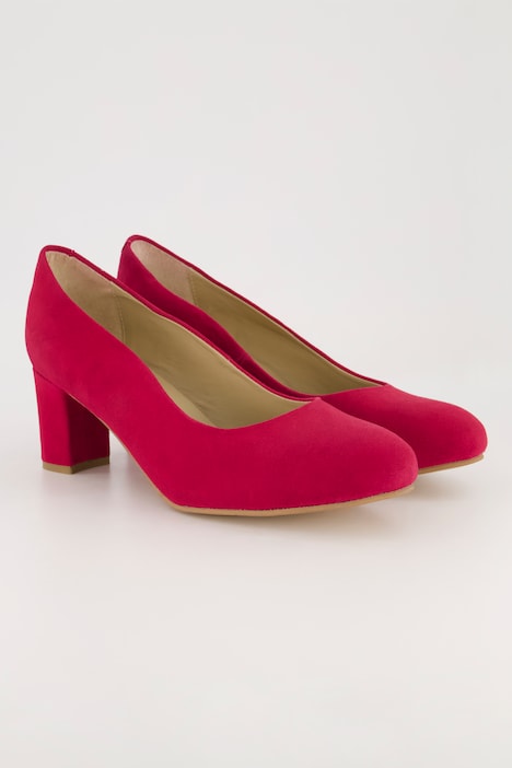 Leder-Pumps, Veloursleder, Wellenschnitt, Weite H
