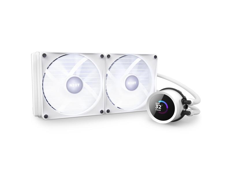 NZXT Wasserkühlung Kraken 280 RGB Weiss Wasserkühler für Intel und AMD Prozessorsockel mit LCD-Anzeige und RGB-Lüftern