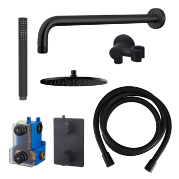 Marho Valdra regendouche set inbouw met thermostaatkraan 30 cm mat zwart
