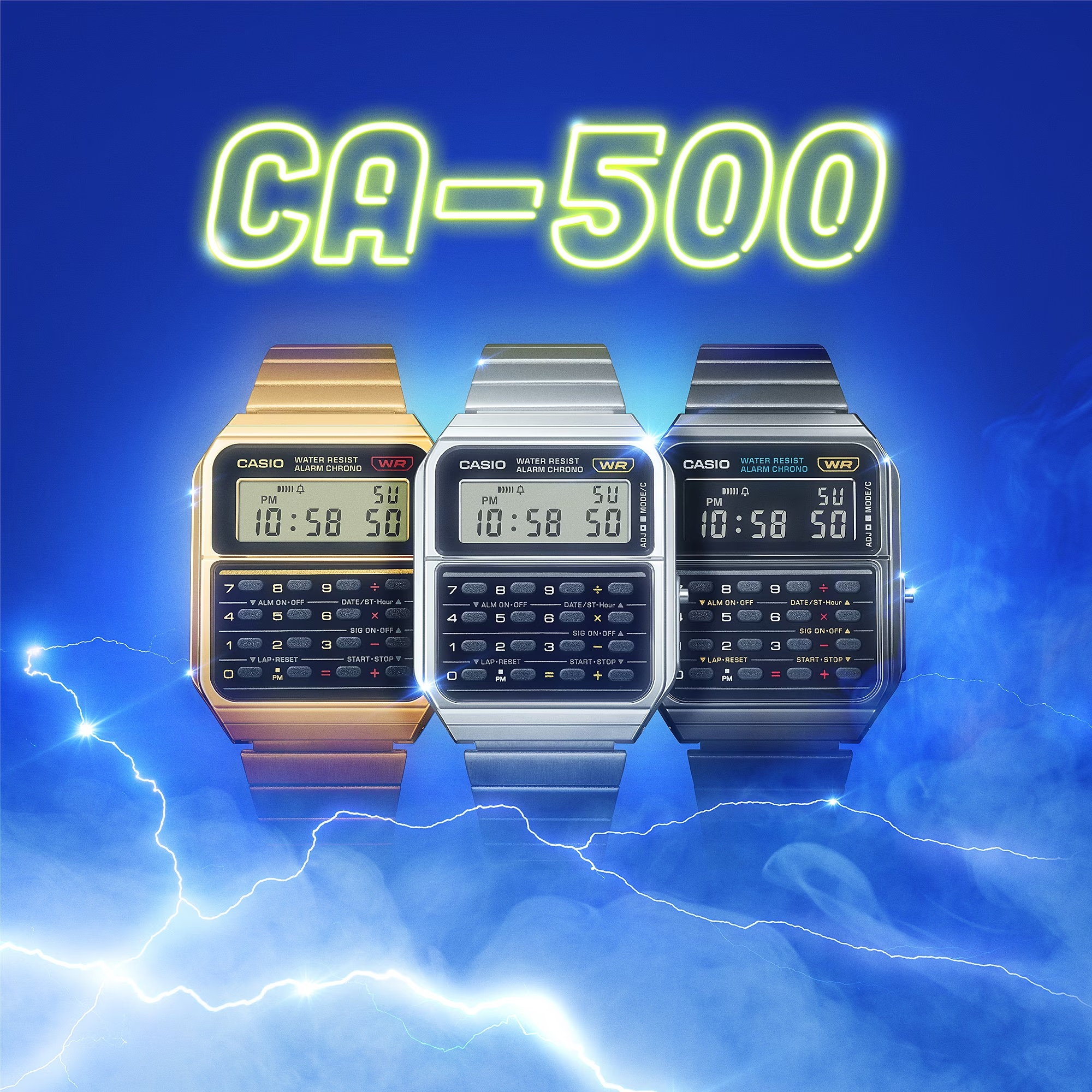 (34mm) Vintage Edgy Calculator Chronograph Unisex Armbanduhr Digital (CA-500WEG-1AEF) - Gold