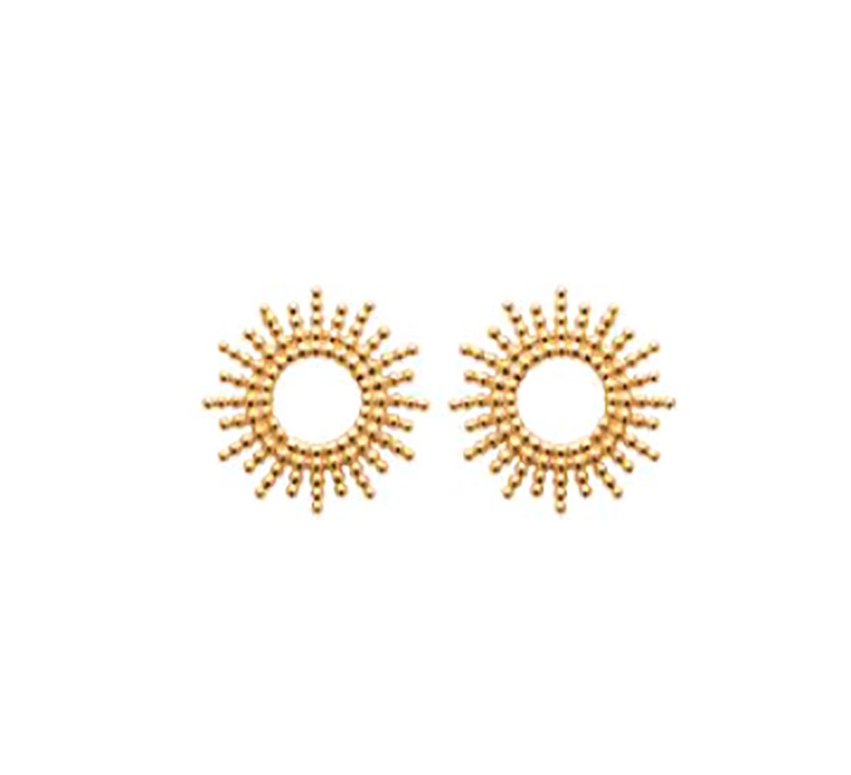 Boucles d'oreilles femme puces Soleil en plaqué or mat
