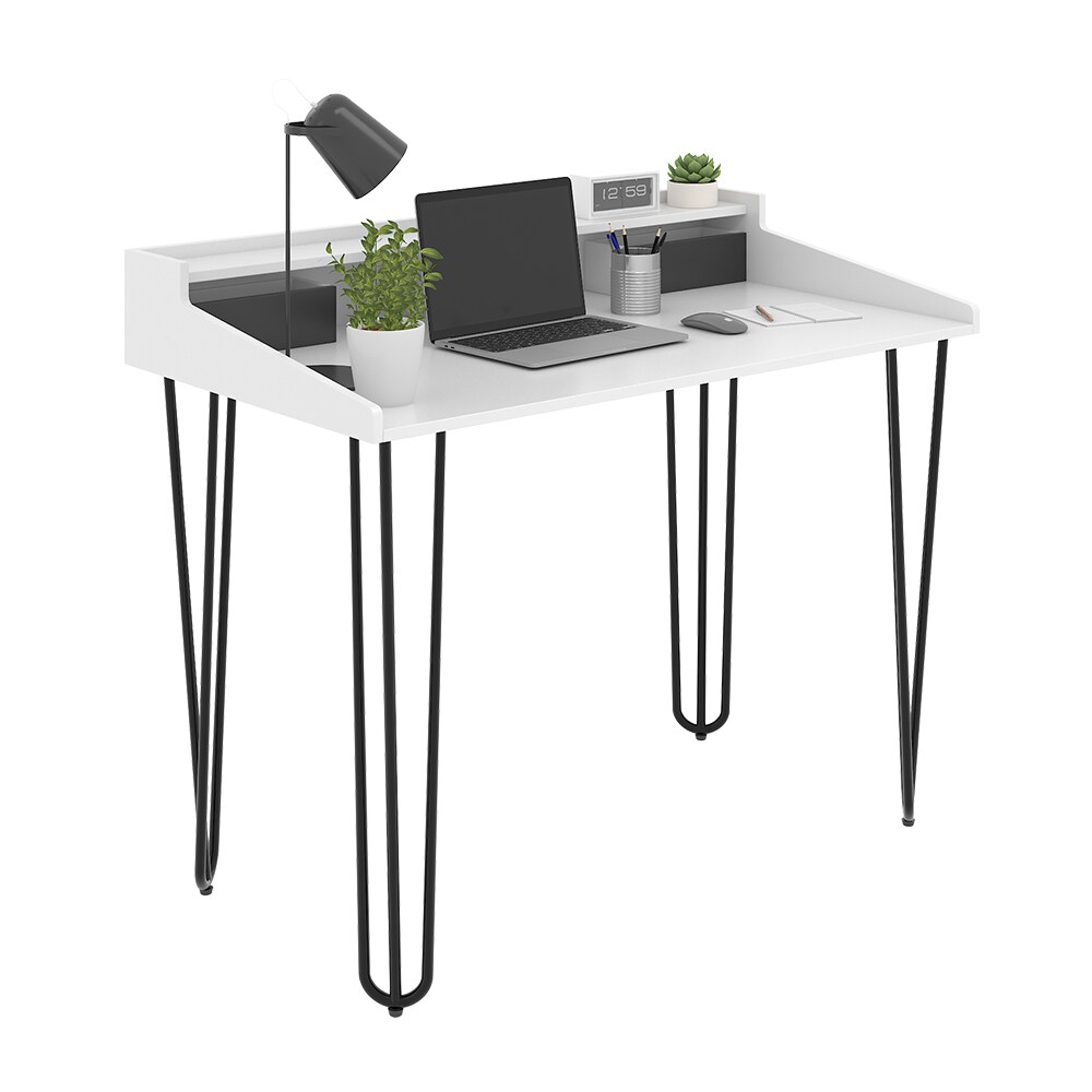 Vicco Schreibtisch Sannar Weiß Schwarz 110 x 60 cm mit Schubladen