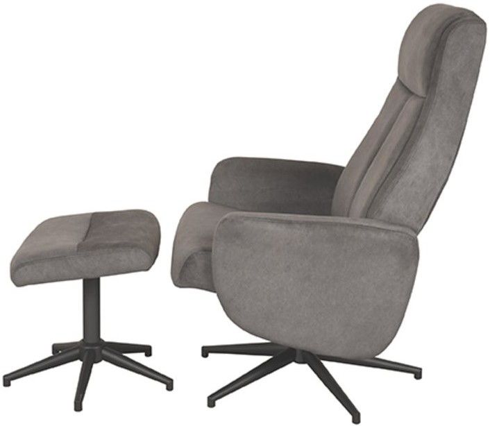 Relaxfauteuil met hocker Antraciet Cosmo CH-73.024 Bergen B77 x D76 x H105 cm
