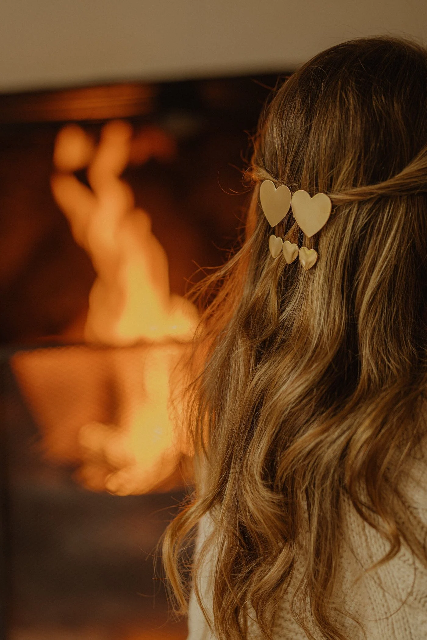 APHRODITE - Barrette coeurs doré à l'or fin | Argent