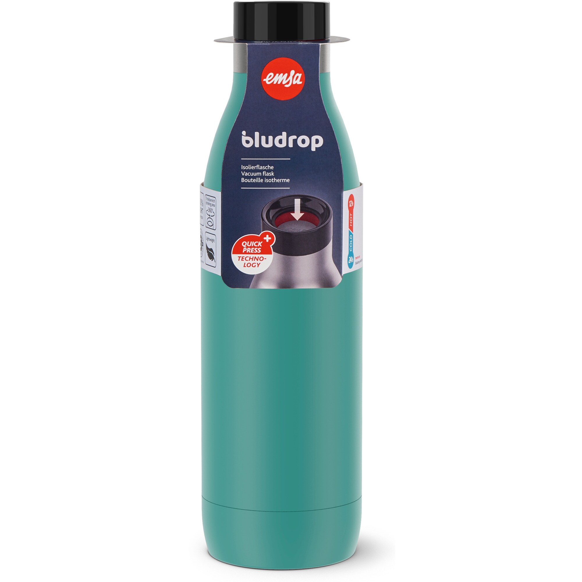 Emsa Thermosflasche BLUDROP Color Isoliertrinkflasche 0,7 Liter