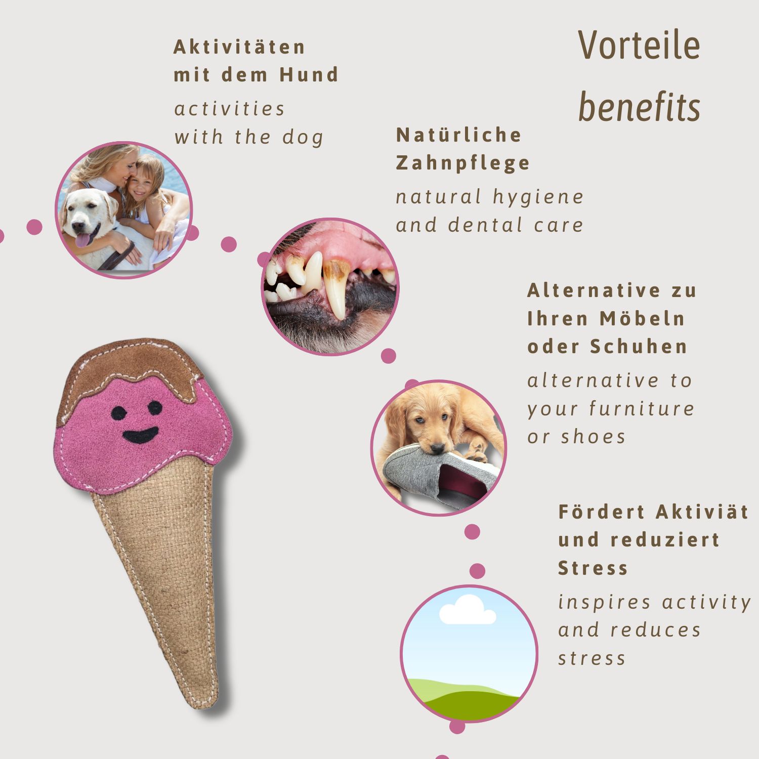 ChronoBalance Spielzeug Eis aus Leder für Hunde
