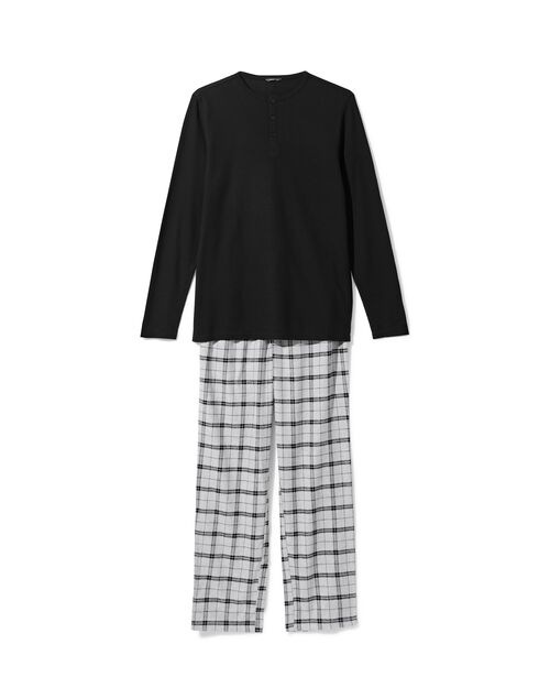 pyjama à carreaux en flanelle pour homme noir