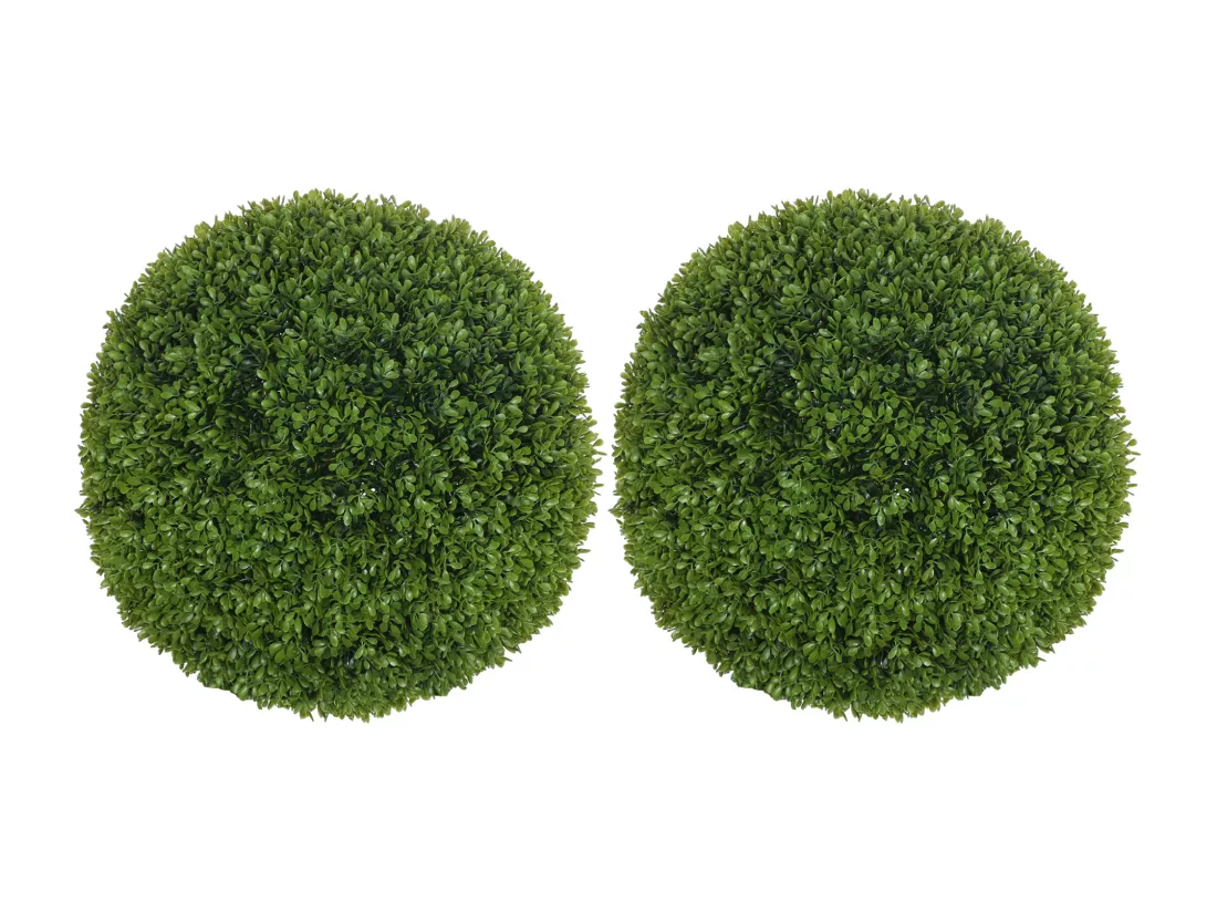 Lot de 2 buis artificiels topiaires artificielles en forme de boule Ø 40 cm PE vert