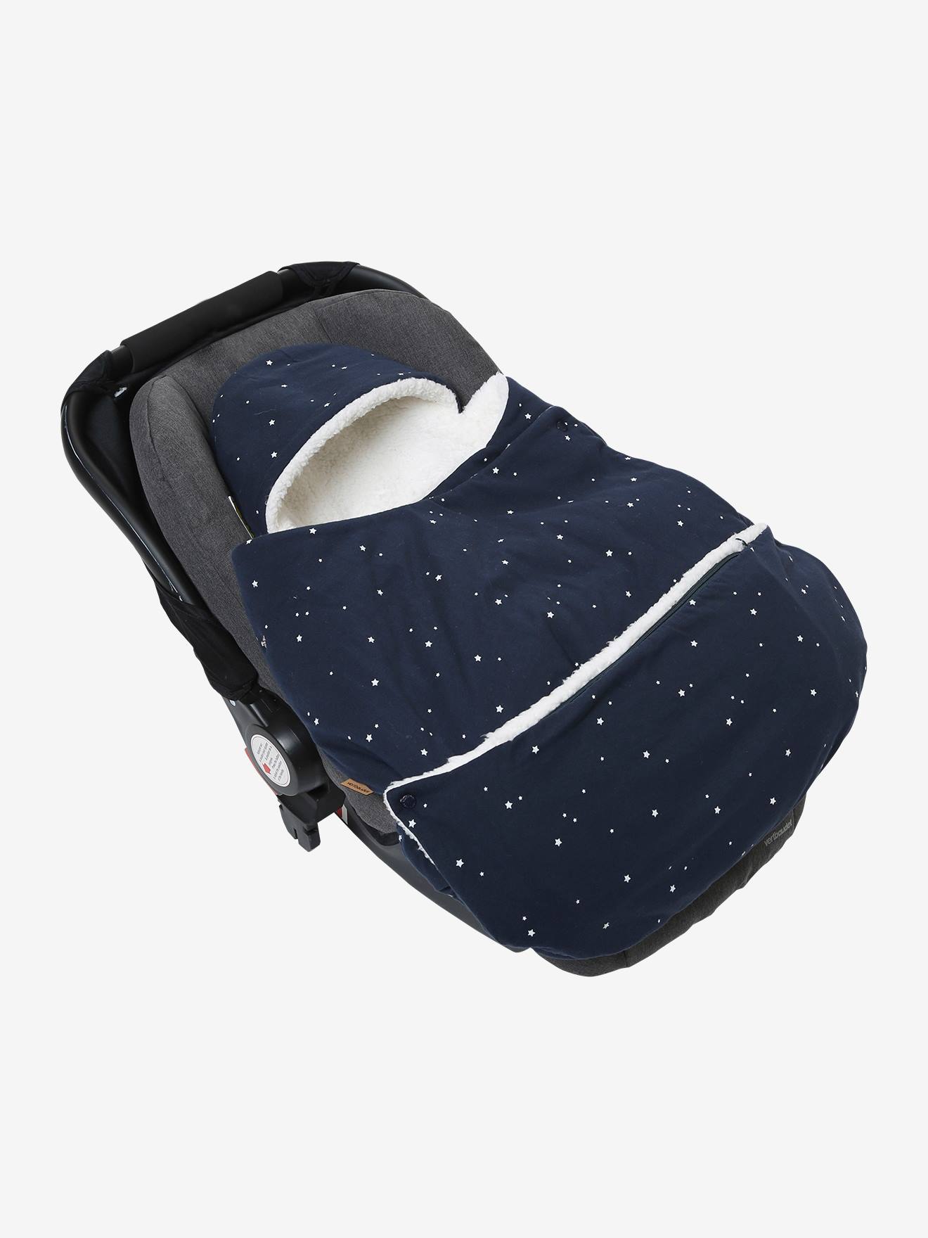 Saco de dormir transformável de pelúcia estampada em azul escuro