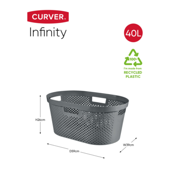 Curver Infinity Dots wasmand 40 liter antraciet