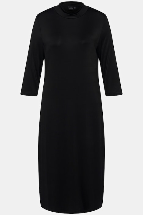 Midi-Slinkykleid, A-Linie, Stehkragen, 3/4-Arm