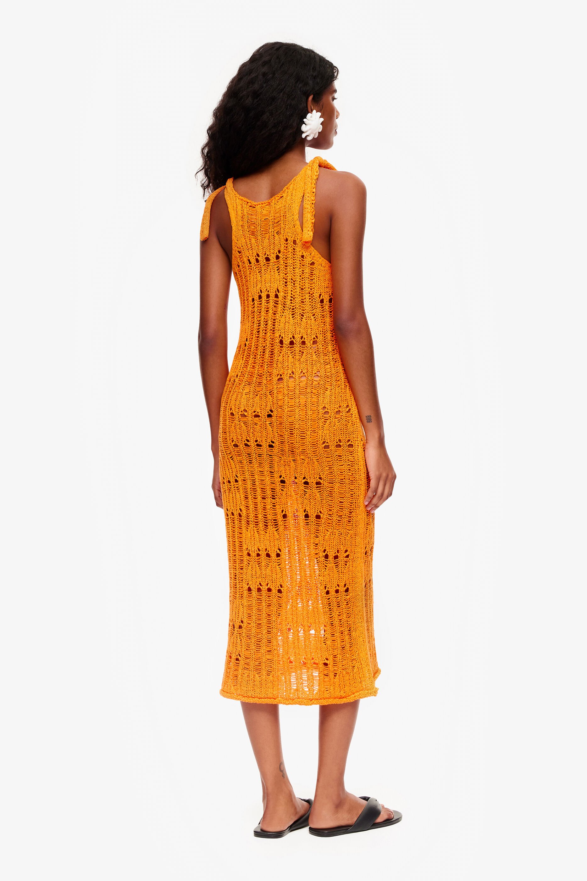 Vestido de crochê laranja