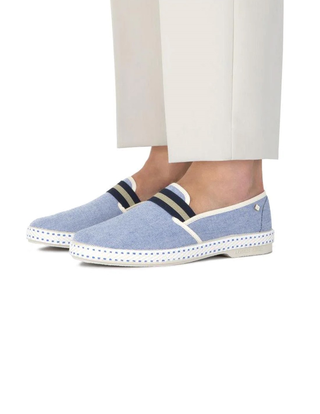 rivieras espadrilles homme college oxford bleu denim