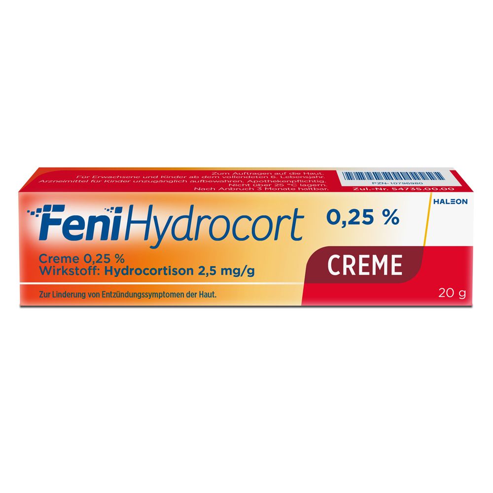 FeniHydrocort Creme 0,25 %, Hydrocortison 2,5 mg/g, wirksam bei Hautentzündungen