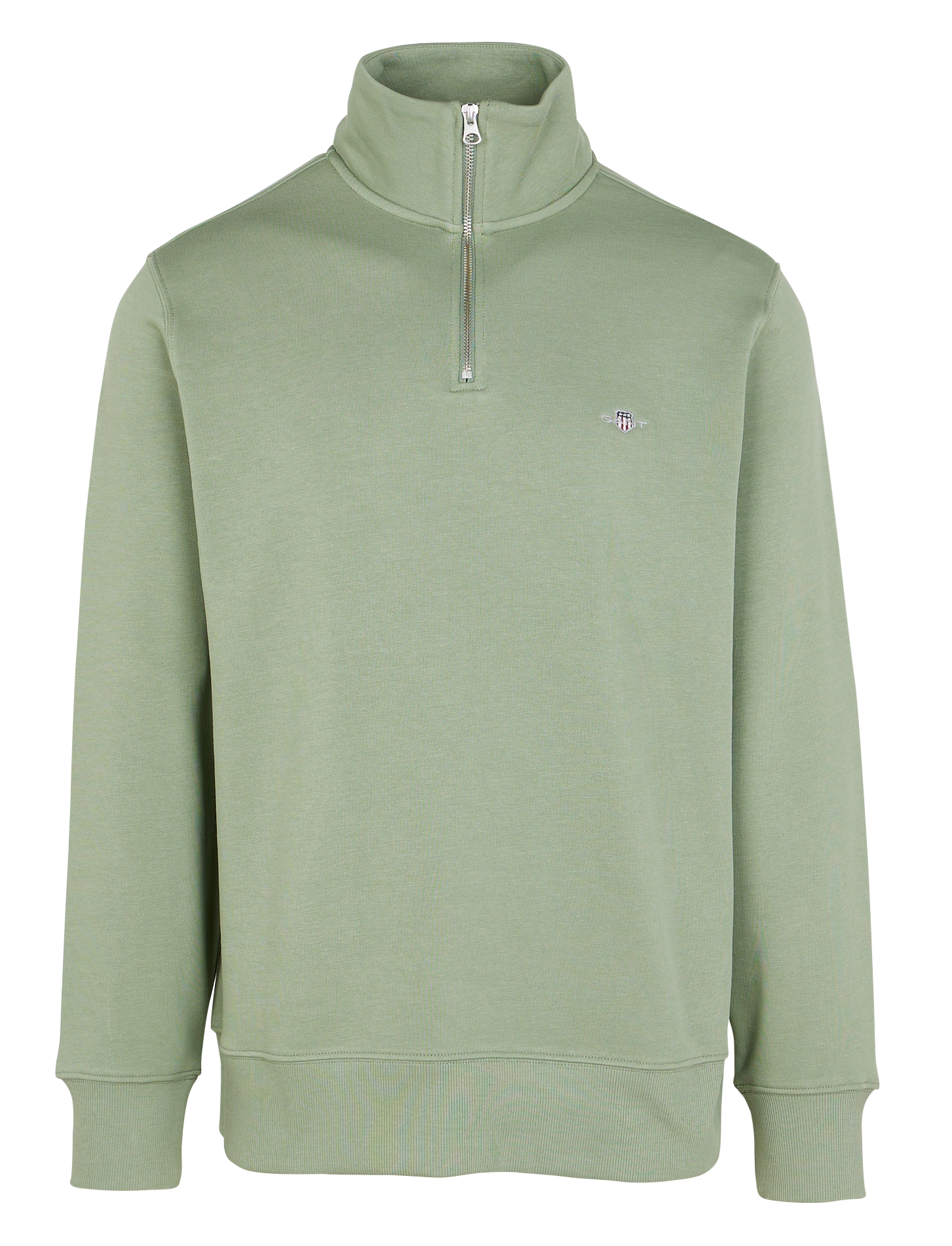 Pull col zippé en coton mélangé | Vert