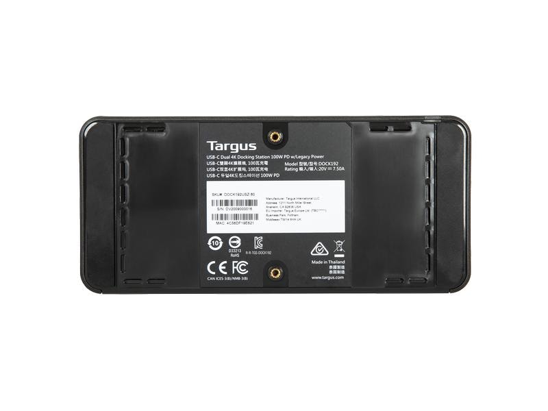 Targus Dockingstation USB-C Dual 4K 100W Universelle USB-C Dual-4K-Video-Dockingstation mit 100 W Stromversorgung